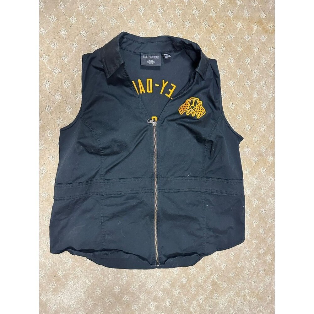 Harley-Davidson Vest Women's 1W (Plus 1X) Racing Division Full Zip Black Biker